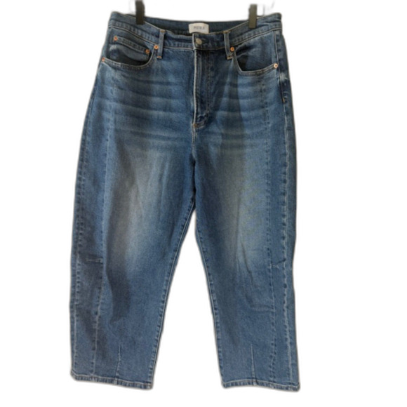 Pistola Eli High Rise Barrel Jeans 31 Augustus Wash Cropped Arched Leg - Picture 3 of 11